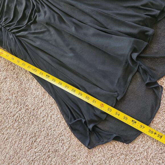 Vintage Tadashi Shoji Ruched Black Mini Dress Women S Gothic Whimsigoth Prom HOC - Picture 10 of 12